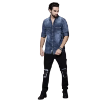 mens-blue-slim-fit-faded-casual-denim-shirt