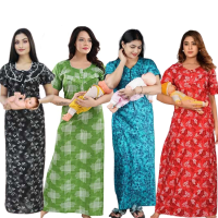 womens-maternitynursing-nighty-maxi-night-dress-pack-of-4-free-size-blackredbluegreen