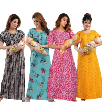 womens-maternitynursing-nighty-maxi-night-dress-pack-of-4-free-size-redblueblackyellow