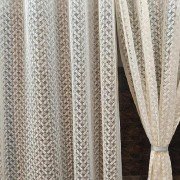 Criss Cross  Net Curtain Cream(Pack of 4, 5x4 ft)