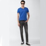 Men Grey Pattern Skinny Fit Jeans