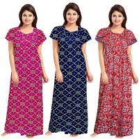 womens-soft-pure-cotton-half-sleeve-nighties-set-of-3-magentabluered-free-size