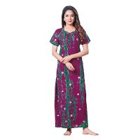 womens-soft-pure-cotton-half-sleeve-nighties-set-of-3-mustard-yellowgreenviolet-free-size