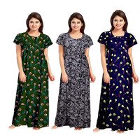 womens-soft-pure-cotton-half-sleeve-nighties-set-of-3-greengreyblue-free-size