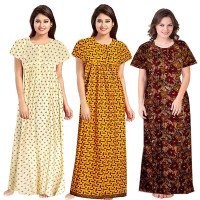 womens-soft-pure-cotton-half-sleeve-nighties-set-of-3-creamyellowbrown-free-size