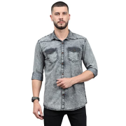 Men's Slim Fit Denim Shirt, Faded Black