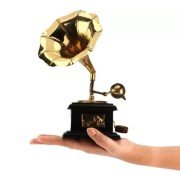 Antique Handmade Vintage Dummy Gramophone Decorative Showpiece - 23 cm  (Brass, Gold)