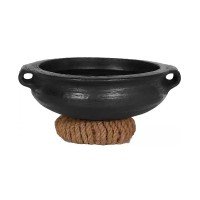 cooking-uruli-serving-clay-pot-deep-burned-black-medium-sized-with-ash-powder