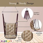 Swingzy Single Seater Soft Leather Velvet Hanging Swing For Adults  (Beige,Free Hanging Accessories)