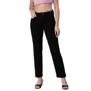 Women's Regular straight cut mid rise black jean