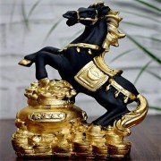 Kaprila Craft Horse Statue Decorative Showpiece (Black, Gold)