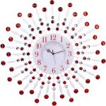 eCraftIndia Analog 60 cm X 60 cm Wall Clock  (Red, With Glass, Standard)