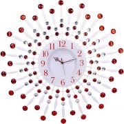 eCraftIndia Analog 60 cm X 60 cm Wall Clock  (Red, With Glass, Standard)