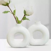 Beautiful Ceramic Decorative Vases (6 inch, White)