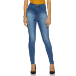 Women Slimfit Faded Dark Blue Mid Rise Jeans