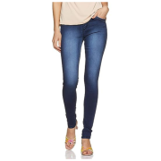 Women Strait Faded Dark Blue Mid Rise Jeans