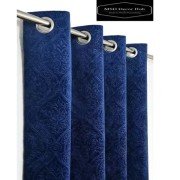 Shiny Velvet Door Curtain (Set of 3, 7 feet, Blue)