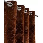 Shiny Velvet Door Curtain (Set of 3, 7 feet, Brown)