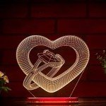 LIT LAMPS 3D Illusion Romantic Love Night Lamp Unique Gift  (Heart with Diamond Ring)