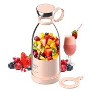 Mini Blender Travel Bottle for Juice, Shakes, and Smoothies (Pink)