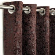 Shiny Velvet Window Curtain (Set of 3, 5 feet, Brown)