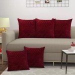 Geometric Cushions & Pillows Cover  (Pack of 5, Maroon)