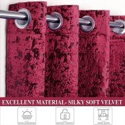 Shiny Velvet Window Curtain (Set of 3, 5 feet, Maroon)