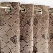 Shiny Velvet Window Curtain (Set of 3, 5 feet, Light Brown )