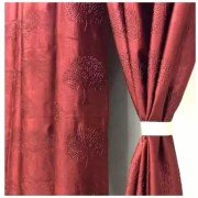 Soft Tree Punch Door Curtain (Set of 2, 9 feet, Red)