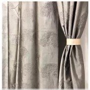 Soft Tree Punch Door Curtain (Set of 3, 9 feet, Grey)