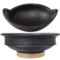 clay-combo-kadaai-s-curry-potm-2pcs-deep-burned-black-with-free-ash-powder