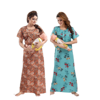 womens-maternitynursing-nighty-maxi-night-dress-pack-of-2-free-size-brown-blue