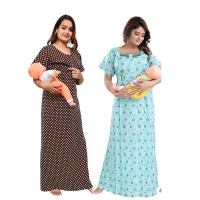 womens-maternitynursing-nighty-maxi-night-dress-pack-of-2-free-size-brown-blue