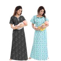 womens-maternitynursing-nighty-maxi-night-dress-pack-of-2-free-size-black-blue