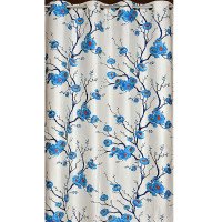 Long crush printed Window Curtain (Set Of 5, 5 feet, Blue)