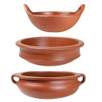 clay-combo-curry-chattym-kadaai-sserving-potlcombo-3pcs-brown-with-free-ash-powder