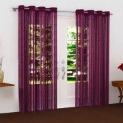 Elegant Transparent Door Curtain (Set Of 3, 9 Feet , Purple )