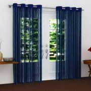 Elegant Transparent Door Curtain (Set Of 3, 9 Feet , Blue)