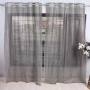 Elegant Transparent Door Curtain (Set Of 3, 9 Feet , Grey)