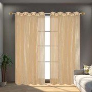 Elegant Transparent Door Curtain (Set Of 3, 9 Feet , Cream)