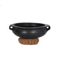 clay-combo-tawa-mserving-potl-combo-2pcs-deep-burned-black-with-free-ash-powder