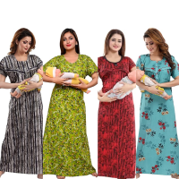 womens-maternitynursing-nighty-maxi-night-dress-pack-of-4-free-size-blackredbluegreen
