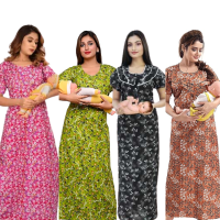 womens-maternitynursing-nighty-maxi-night-dress-pack-of-4-free-size-pinkgreenblackbrown