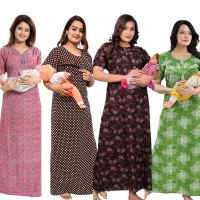 womens-maternitynursing-nighty-maxi-night-dress-pack-of-4-free-size-pinkgreenblackbrown