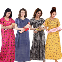 womens-maternitynursing-nighty-maxi-night-dress-pack-of-4-free-size-redblueblackyellow