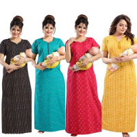 womens-maternitynursing-nighty-maxi-night-dress-pack-of-4-free-size-redblueblackyellow