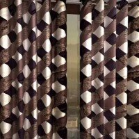 Knitting Window Curtain (Set of 6, 5 Feet, Brown)