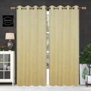 Shiny Velvet Door Curtain (Set of 3, 7 feet, Cream)