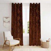 Shiny Velvet Door Curtain (Set of 3, 7 feet, Brown)