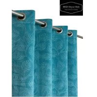 shiny-velvet-door-curtain-set-of-3-7-feet-aqua-blue